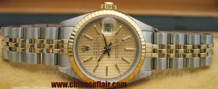 2-Tone Rolex Datejust Ladies Watch Stripped Gold Face